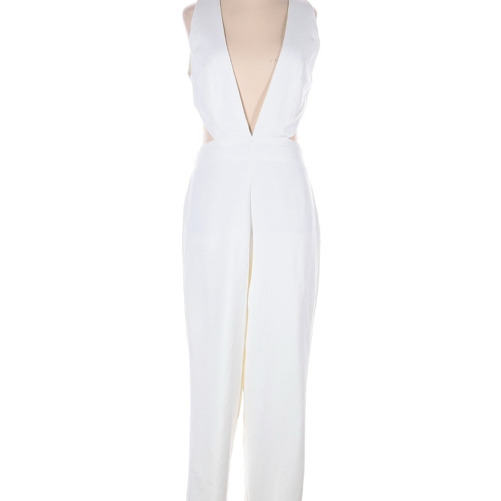 AQ/AQ Plunge Neck White Jumpsuit